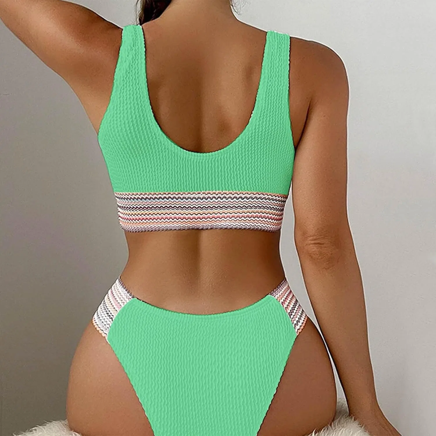 Женский бикини-комплект с эффектом push-up Generic, Green — фото 3