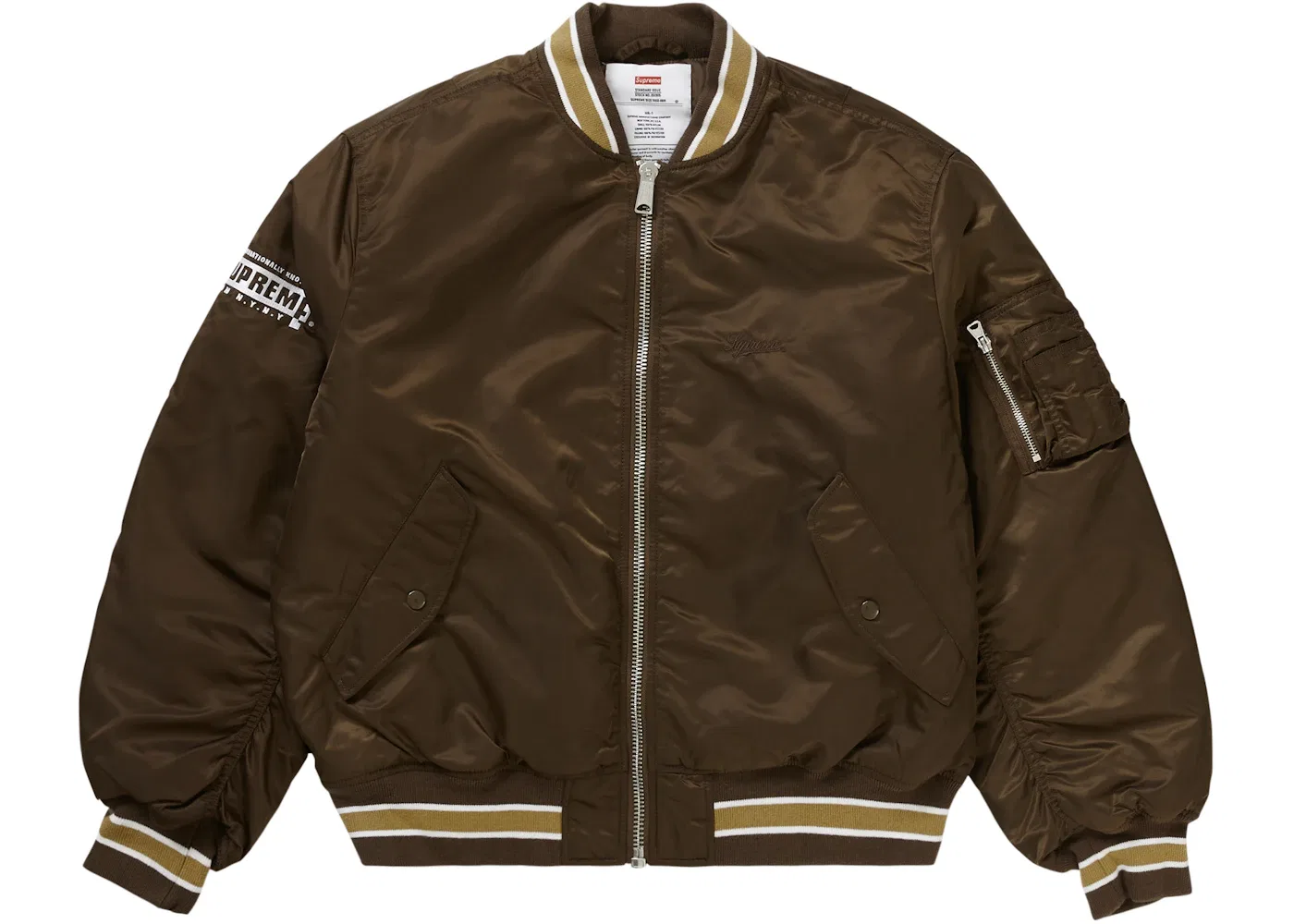 Мужская куртка-бомбер Supreme Second To None MA-1 Jacket, Brown — фото 3
