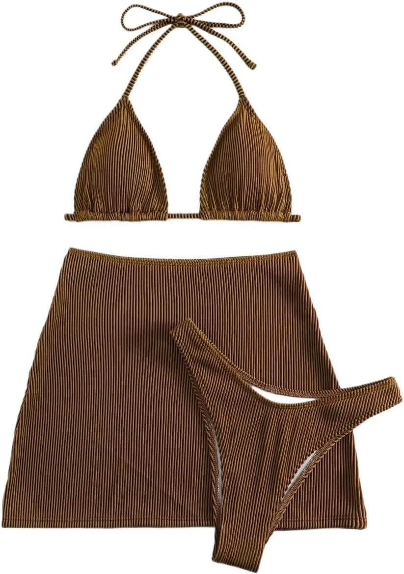 Женский бикини-комплект с высокой талией High Cut, Coffee Brown