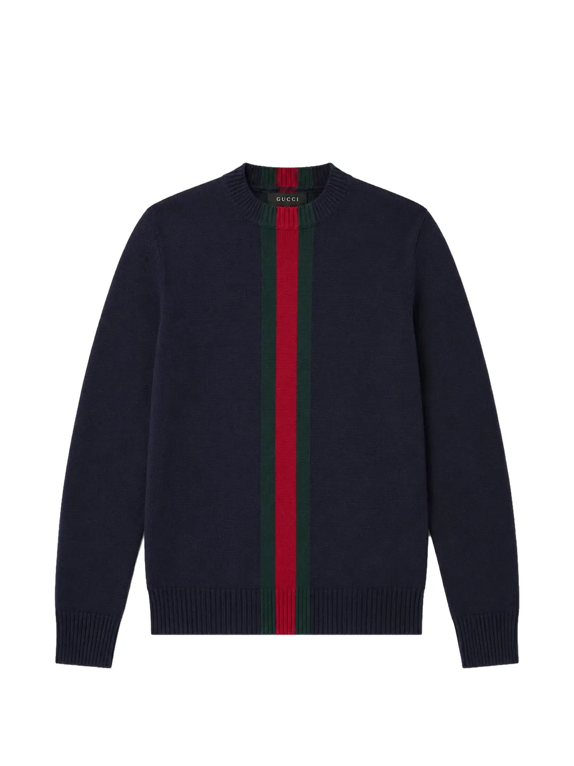Шерстяной свитер с отделкой Web Gucci Kids, синий