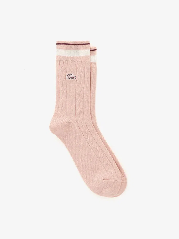 Носки женские LACOSTE кабельные миди, Pink