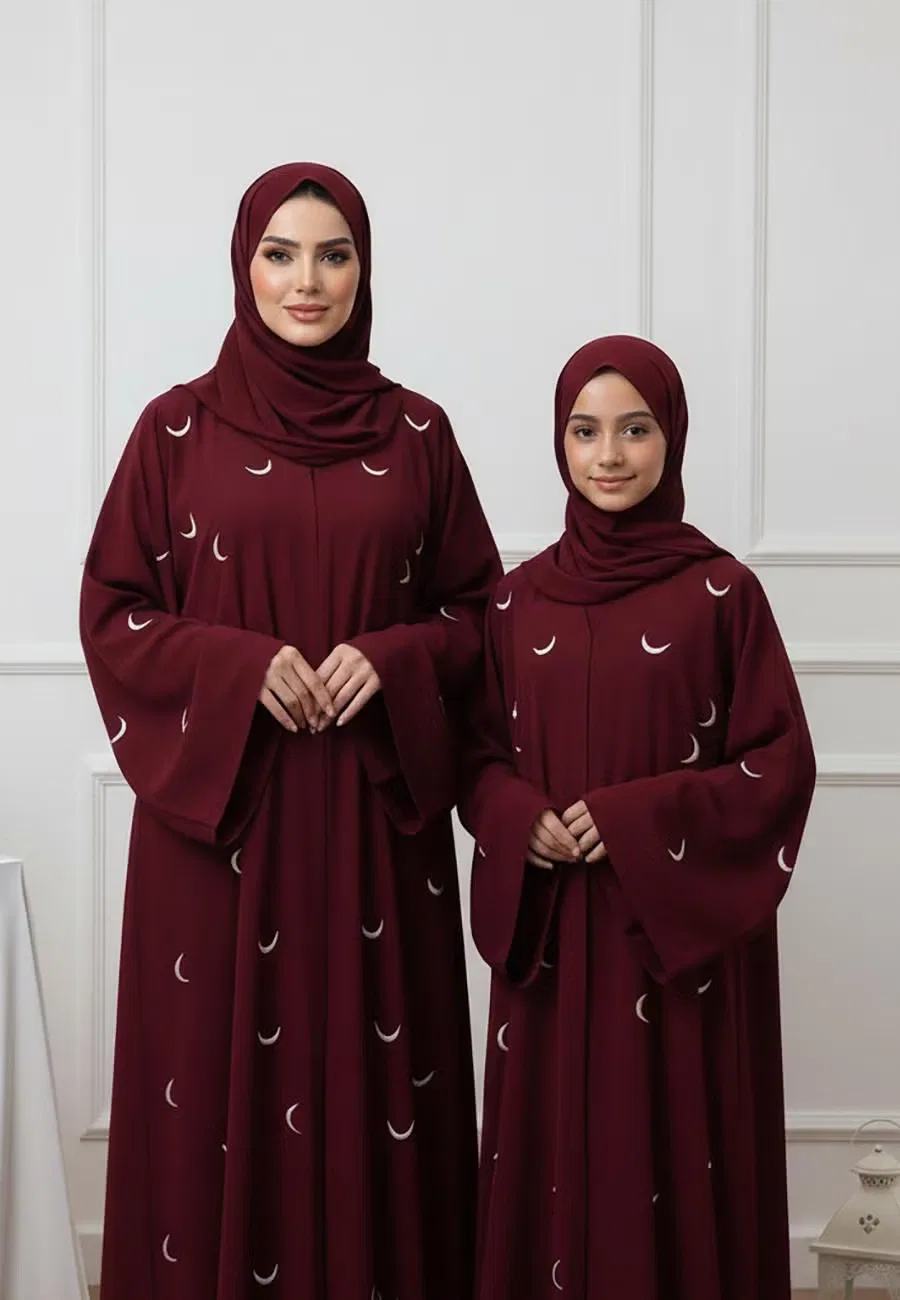 Абая с длинным рукавом The Amar Abaya Nukhbaa, бордовый — фото 2