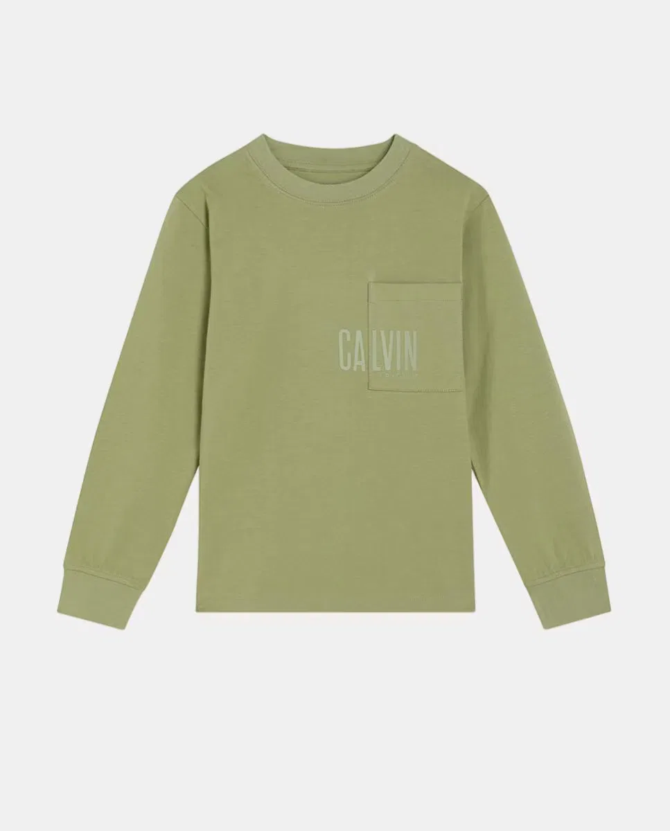 Детская футболка с длинным рукавом, Calvin Klein, зеленый