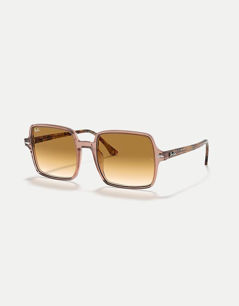 

Прозрачные коричневые квадратные солнцезащитные очки Ray-Ban с коричневыми линзами