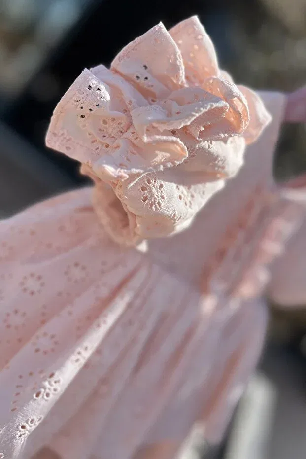 Детское платье для девочек кружевное Bertuğ Bebek, Powder Pink — фото 3