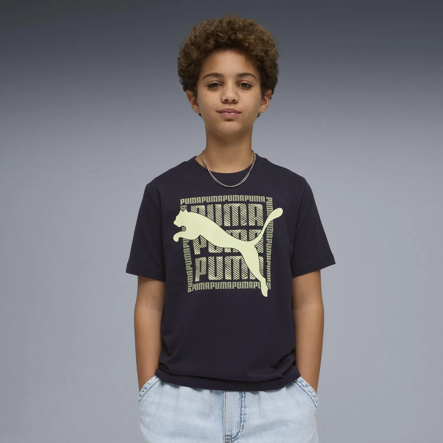 Детская футболка с графическим принтом Graphic Cat Puma, Navyblau — фото 2