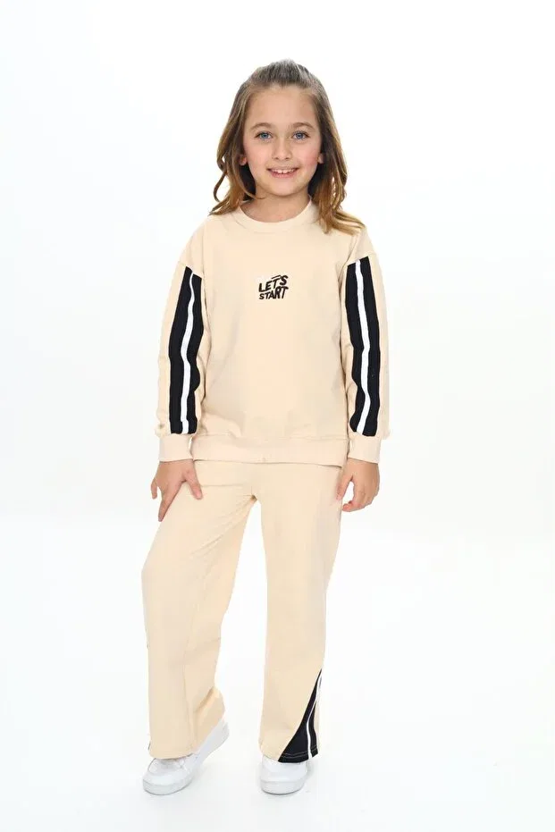 Детский спортивный костюм для девочек с вышивкой Toontoy, Beige