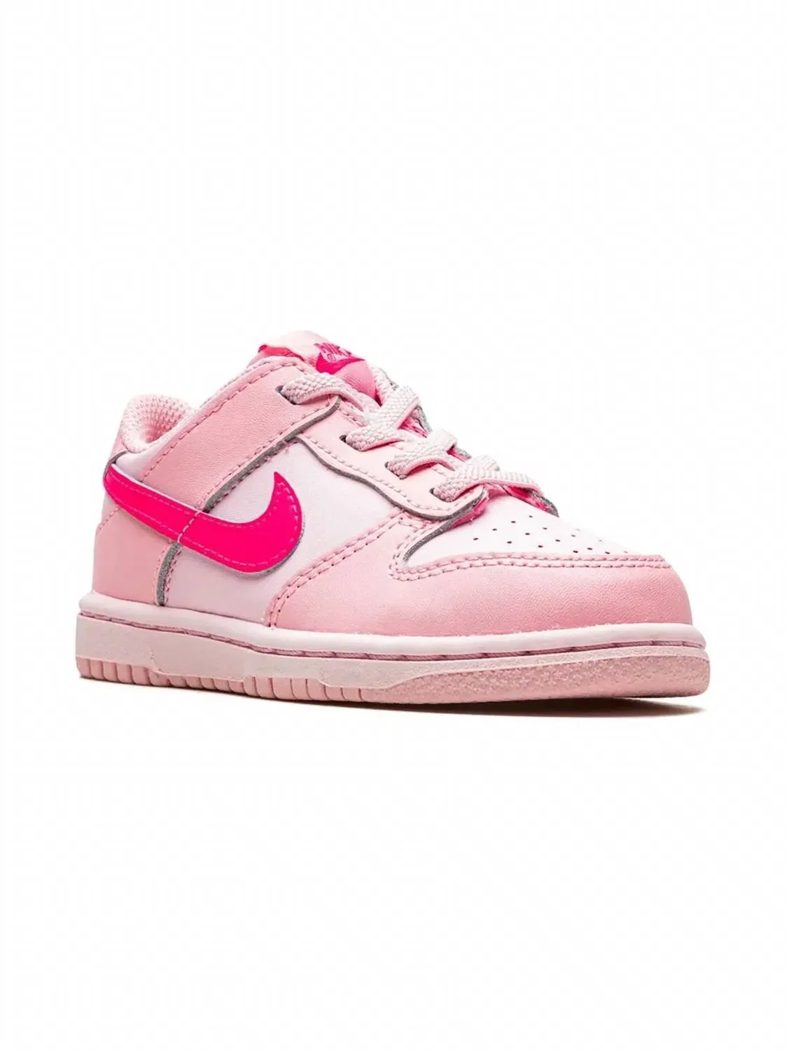 Детские кроссовки для девочек на шнуровке Dunk Low Nike, Triple Pink — фото 2