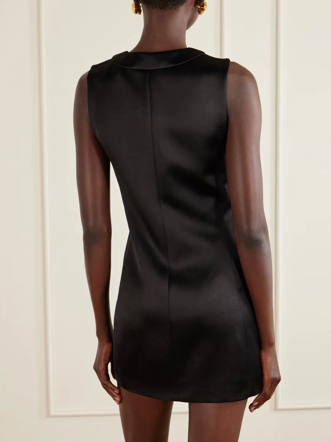 Мини-платье из крепа украшенное кристаллами Saint Laurent, черный — фото 3