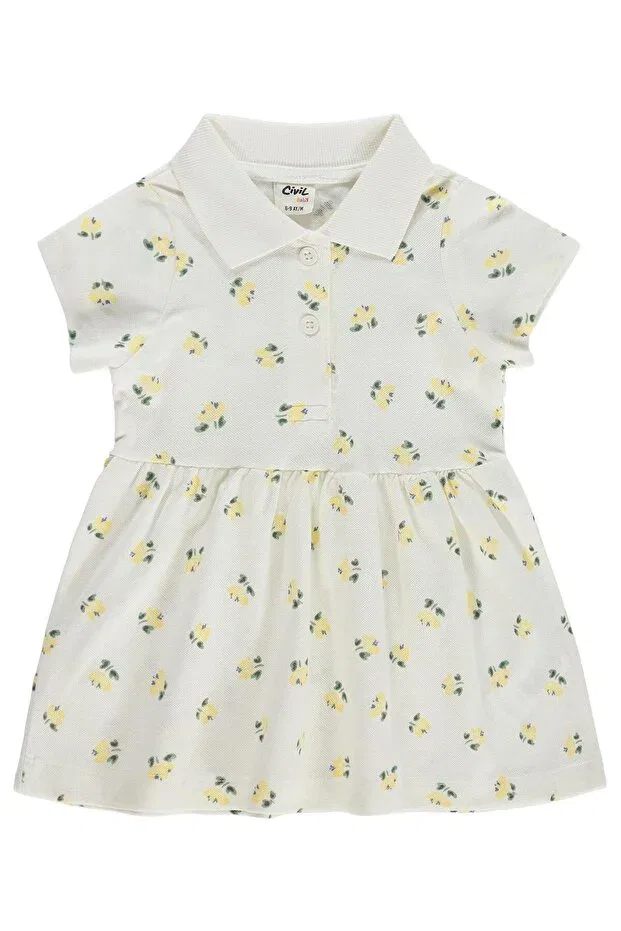 Детское платье для девочек с принтом Floral print Civil Baby, Ecru