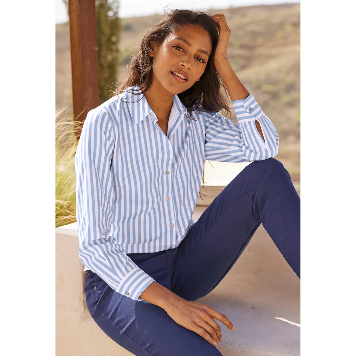 Женская блузка в полоску heine, Ice Blue-White Striped