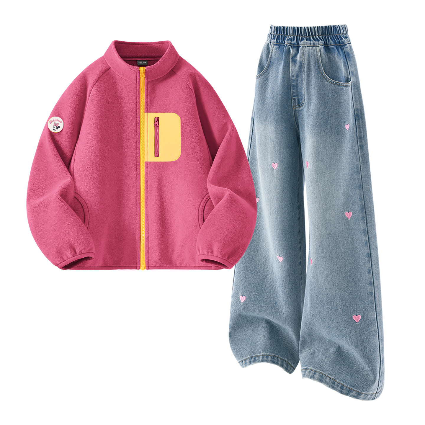 Детская повседневная спортивная одежда Disney, [Thickened And Fleece-Lined]Dini Medium Round Hook-And-Loop Night Blue+Solid Color Denim Blue — фото 4