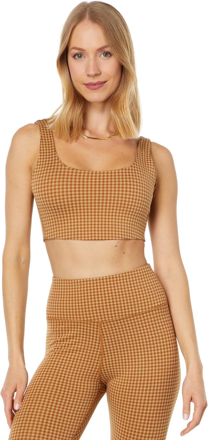 

Бюстгальтер Madewell Square Neck Sports Bra - Check Print, цвет Saddle Brown