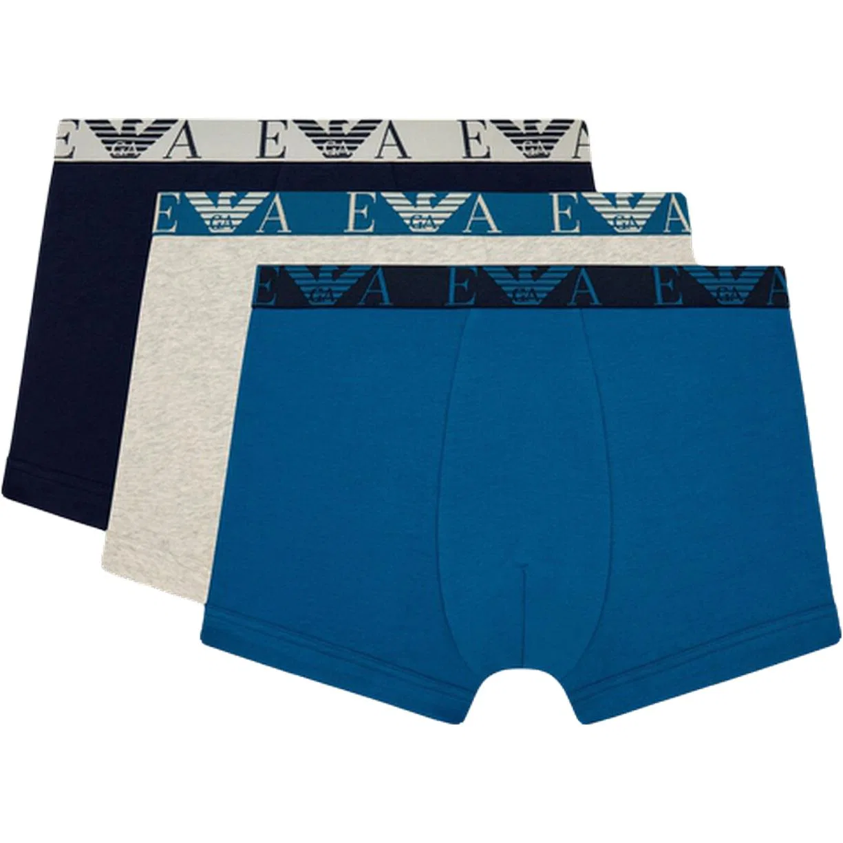 Мужские боксеры с принтом 3 шт., Emporio Armani, Lake Blue/Beige Gray/Blue