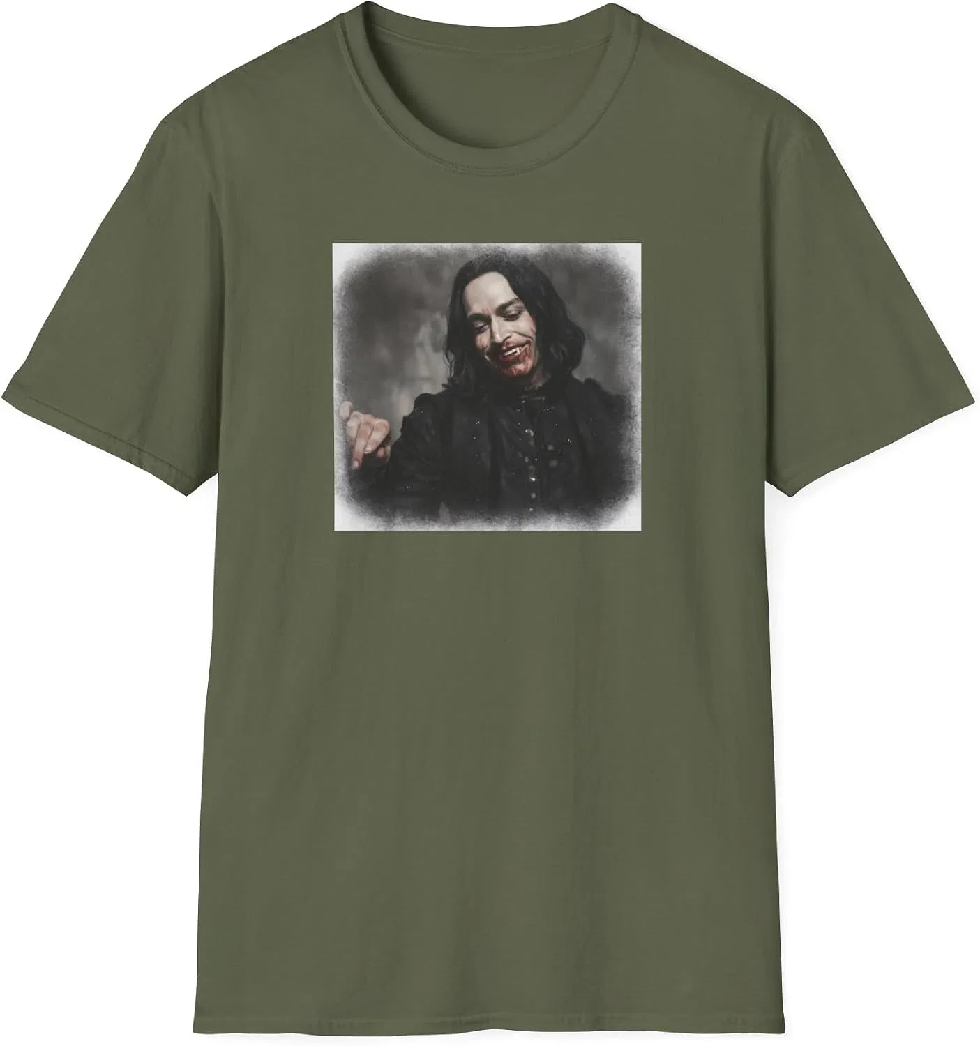Мужская футболка с принтом Dracula A Love Tale Gildan 64000, Military Green — фото 3
