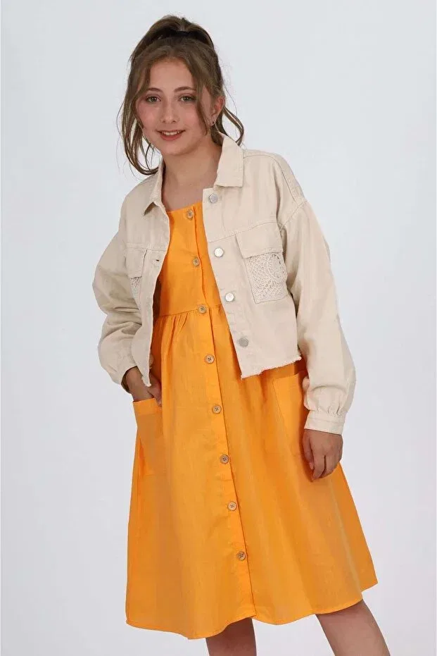 Детское платье для девочек хлопковое Girl'S poplin dress with my little ones and suspenders Minigimin Cicileri, Mixed