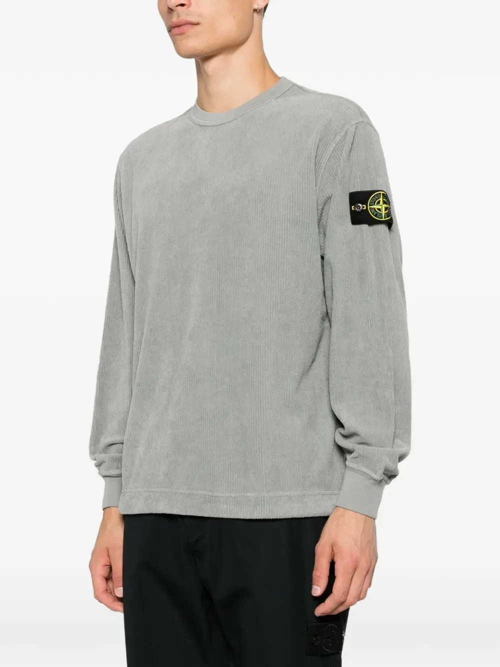 Толстовка вельветовая с логотипом-нашивкой Stone Island, серый — фото 3