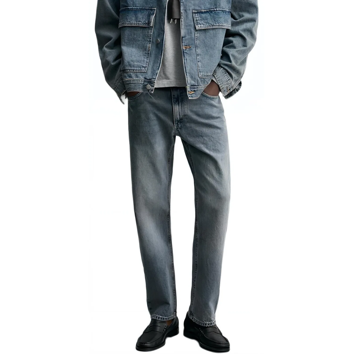 Детское джинсовое пальто с воротником-лацканом Light Blue ZARA, Light Blue — фото 4