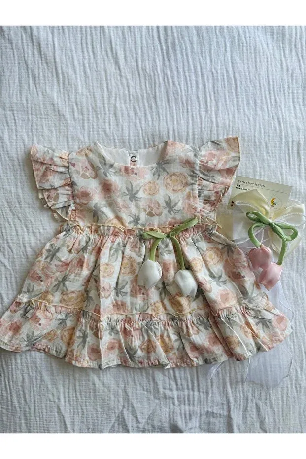 Детское платье для девочек с принтом Tulip Accessories Bobby Baby, Salmon