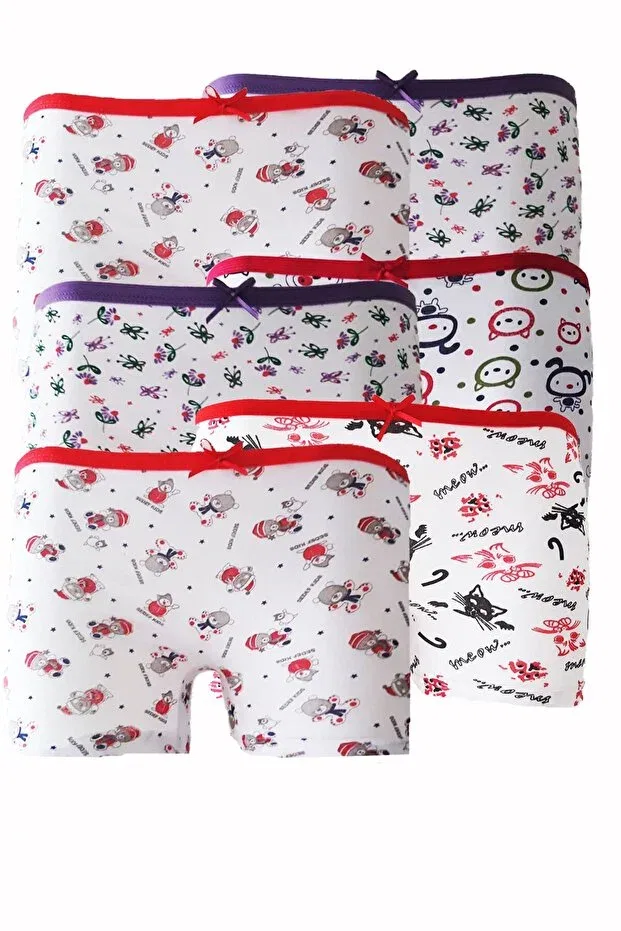 Детские боксеры для мальчиков хлопковые с принтом Pack of 6 girls' boxers cotton colorful patterned printed fun Hepsine Rakip, Mixed — фото 3