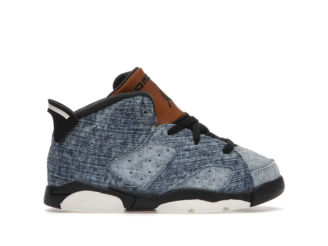 Детский кеды Lifestyle Jordan 6 Retro Jordan, Washed Denim/Sail-Varsity Red-Black