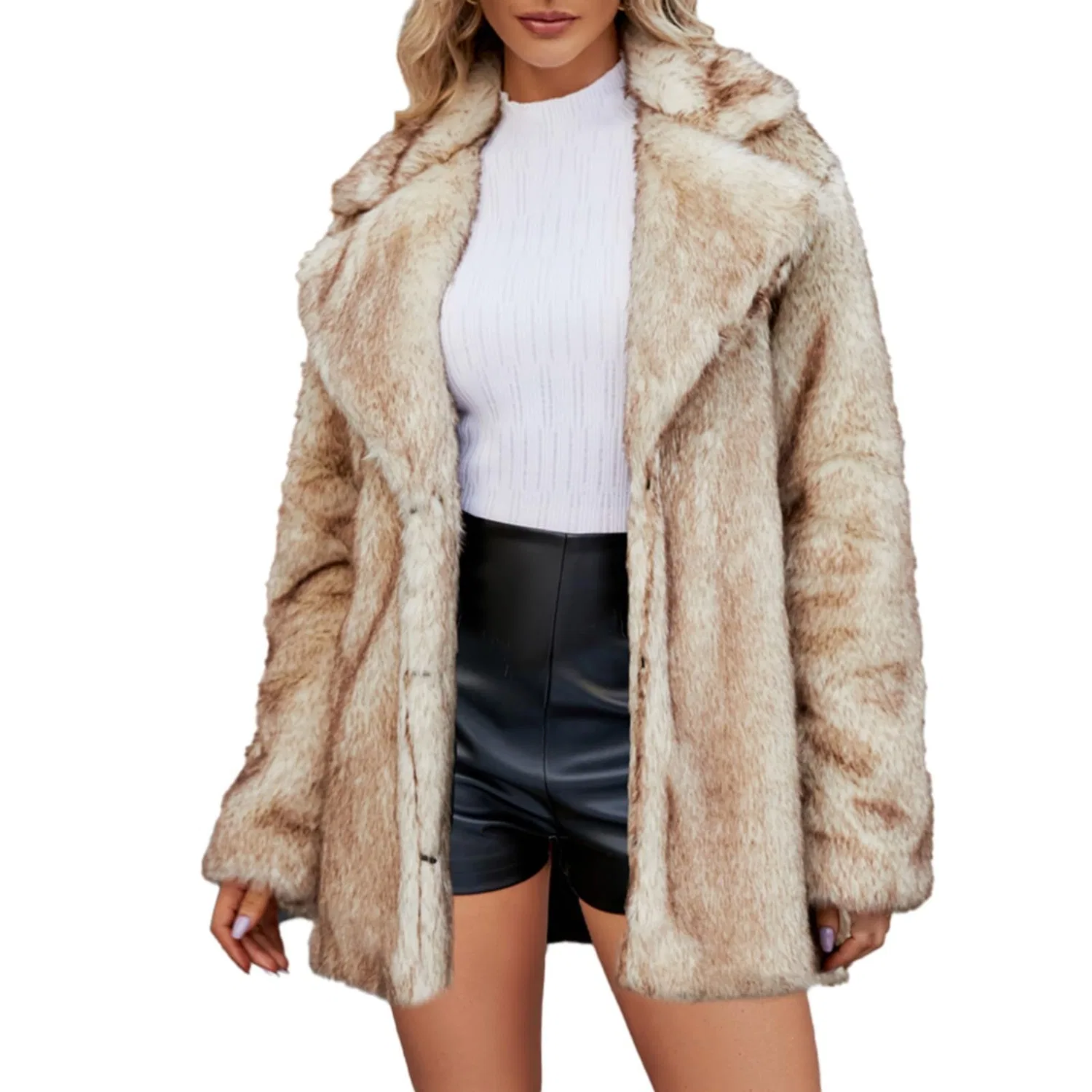 Женская зимняя куртка с утеплителем, модель Black with Light Lining, Beige