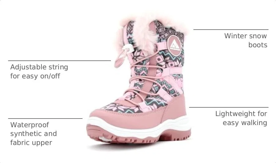 Детские зимние снежные ботинки Nova Mountain для мальчиков и девочек Nova Footwear, Pinkmulti — фото 3