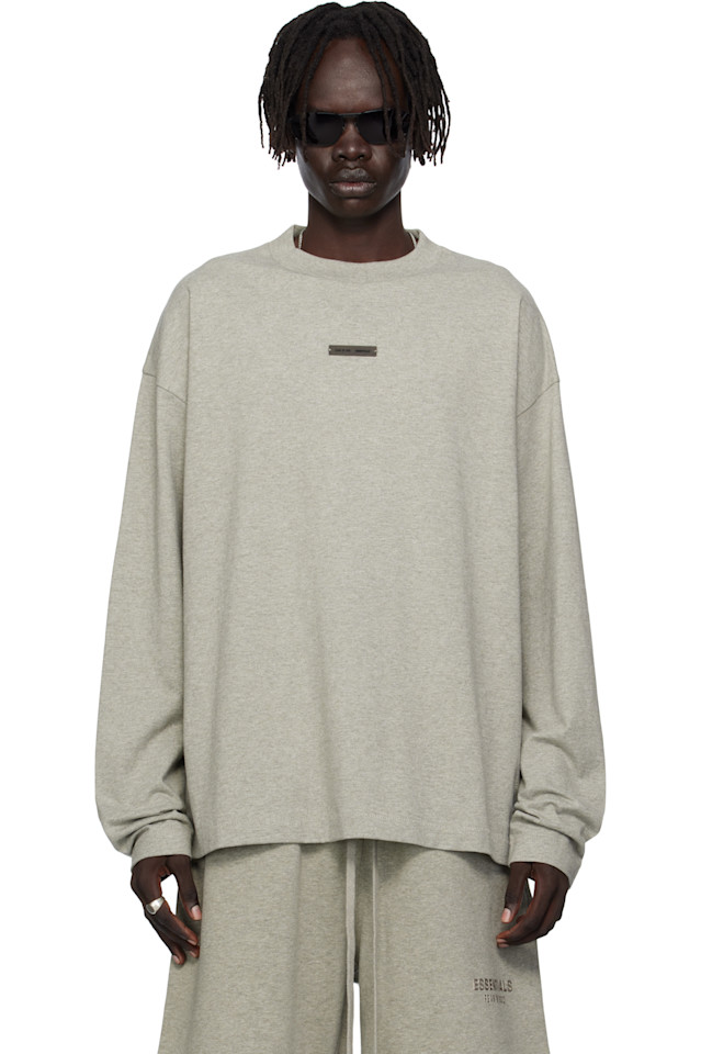 

Fear Of God Essentials Классическая серая футболка с длинными рукавами