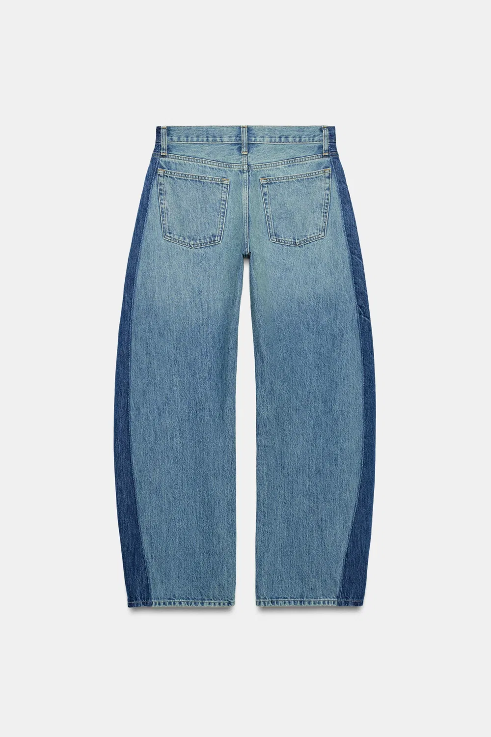Джинсы ZW Collection средней посадки в стиле пэчворк, облегающие фигуру. ZARA, Blue — фото 3