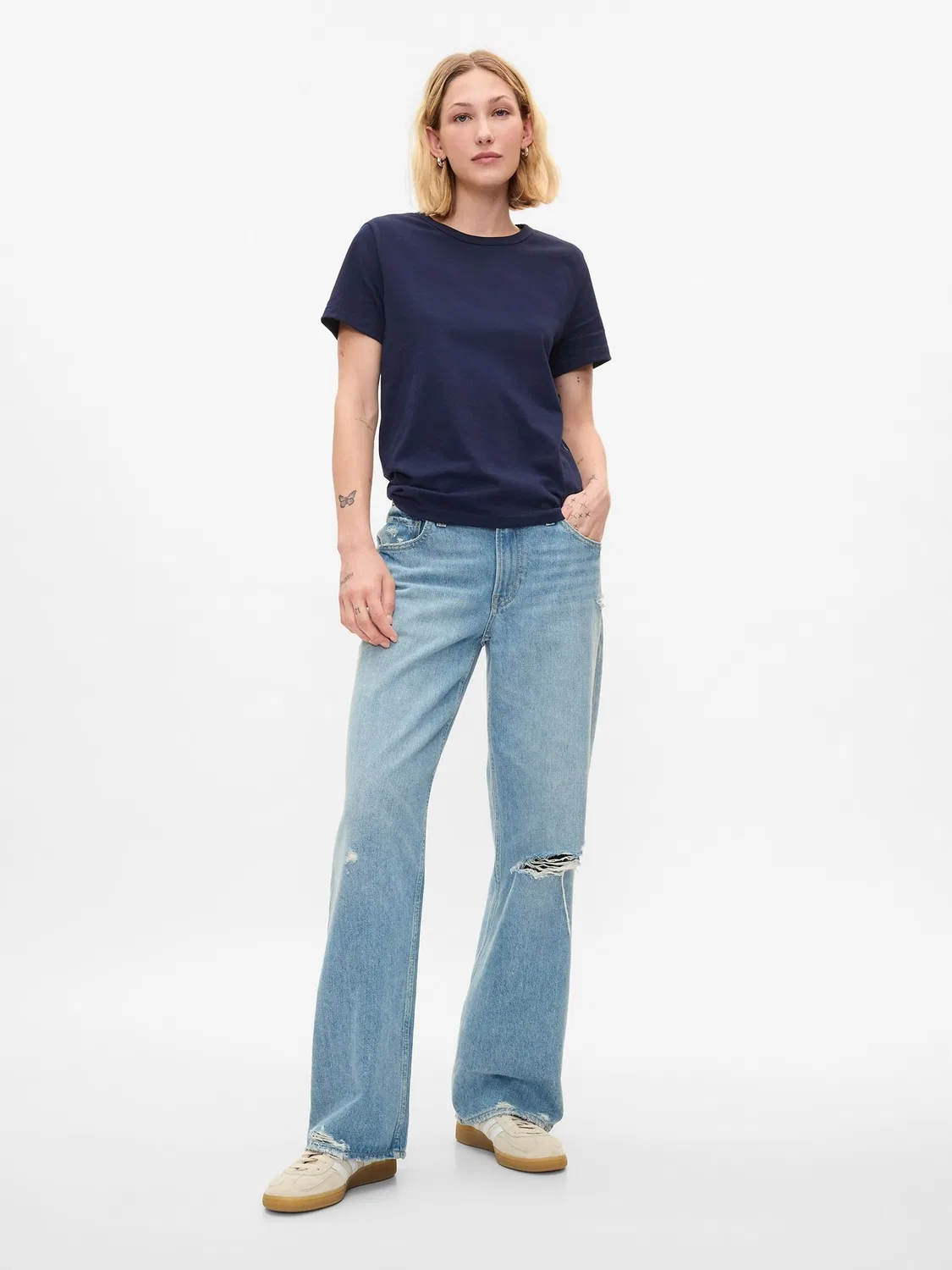 Футболка с круглым вырезом Vintage Soft Gap, темно-синий — фото 3