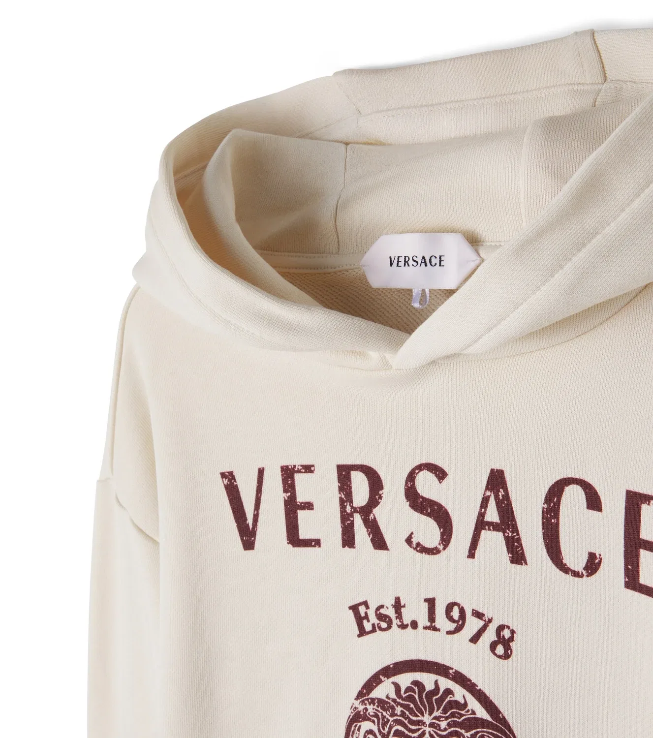 Худи хлопковое с капюшоном Versace Kids, белый — фото 4