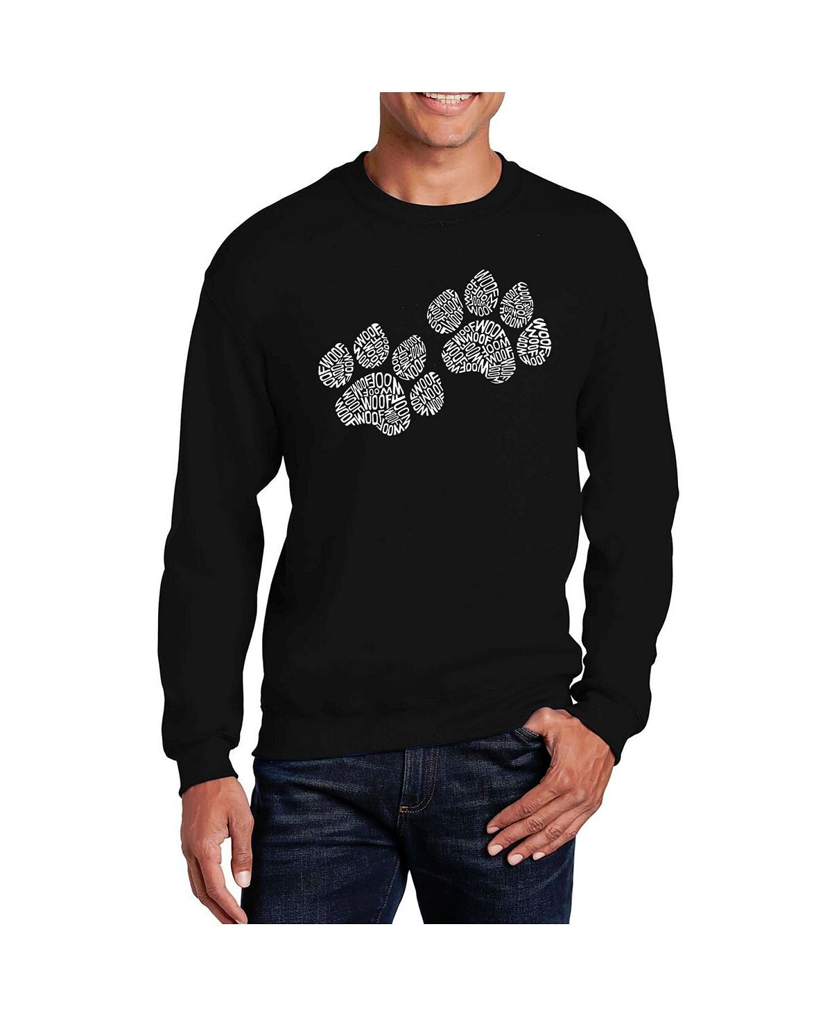 

Толстовка с круглым вырезом и принтом word art woof paw LA Pop Art, черный