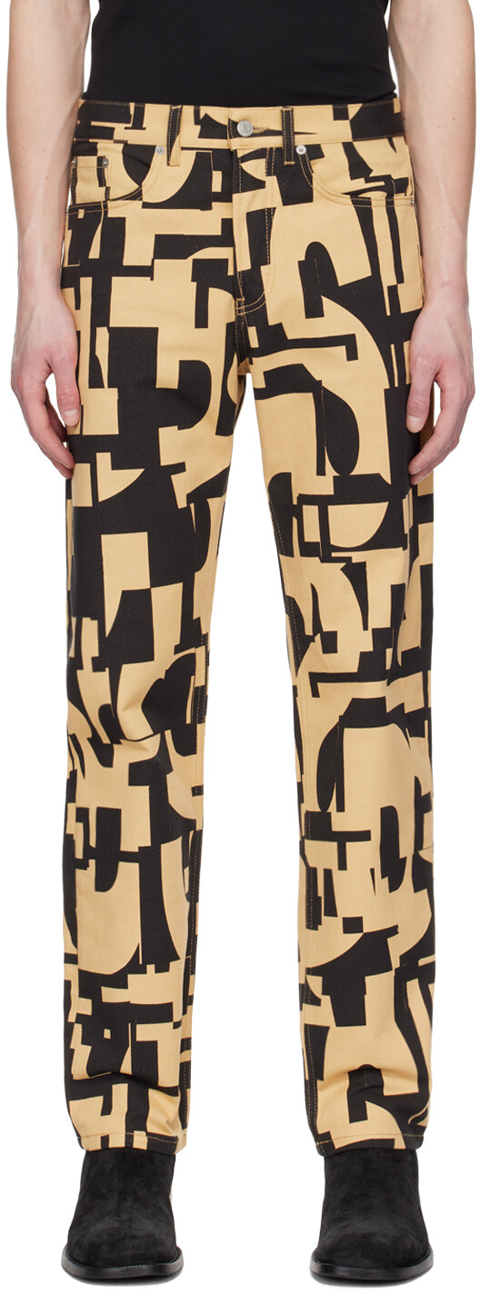 

Черно-коричневые джинсы с принтом Dries Van Noten