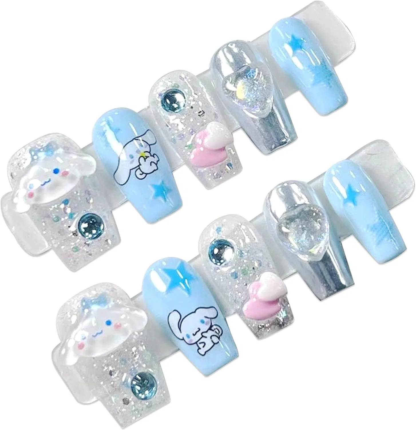 Многоразовые накладные ногти Roffatide Anime Cinnamoroll, короткие, квадратные Roffatide, Cinnamorol A