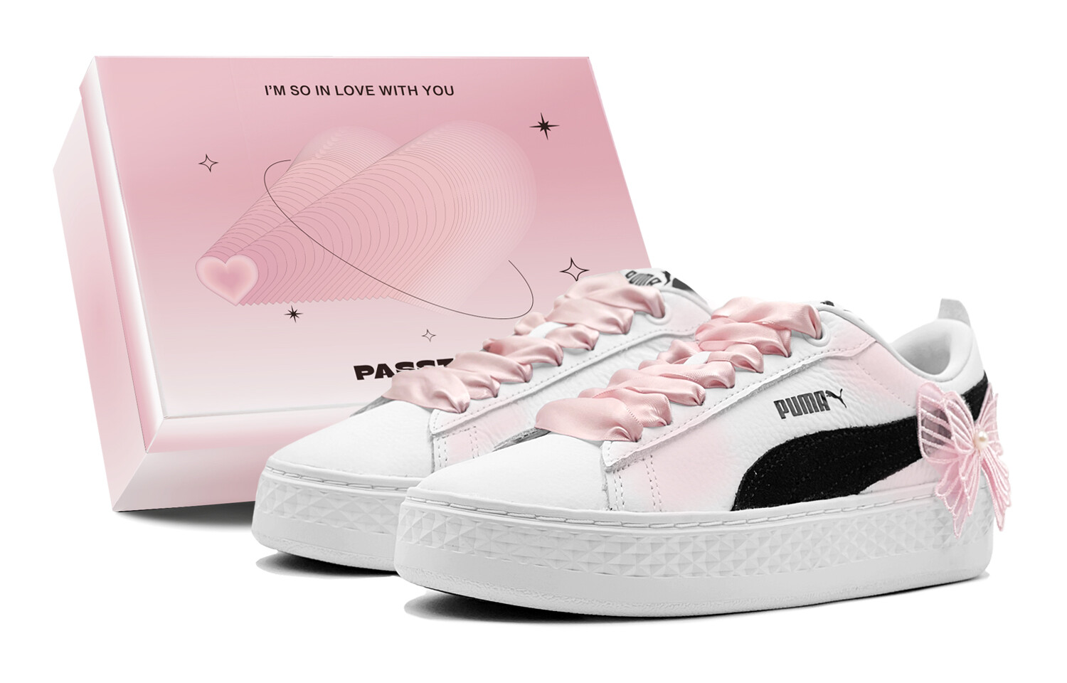 

Кроссовки Puma Platform Skateboarding Shoes Women's Low-top Black, розовый