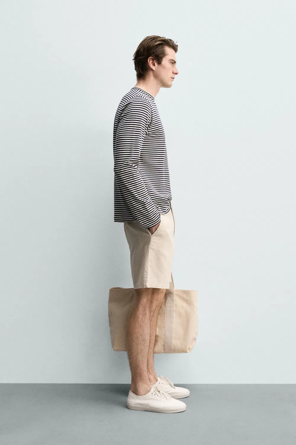 Текстурированные бермудские шорты стандартного кроя ZARA, Light Beige — фото 4