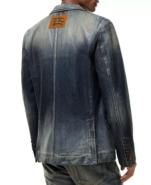 Мужская куртка из денима с покрытием Coated Denim Tailored Jacket Burberry, Mid Blue — фото 2