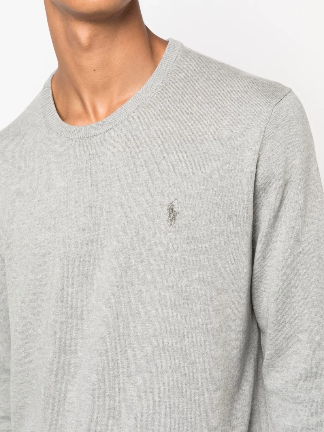 Джемпер с вышивкой логотипа из хлопка и кашемира Polo Ralph Lauren, серый — фото 4