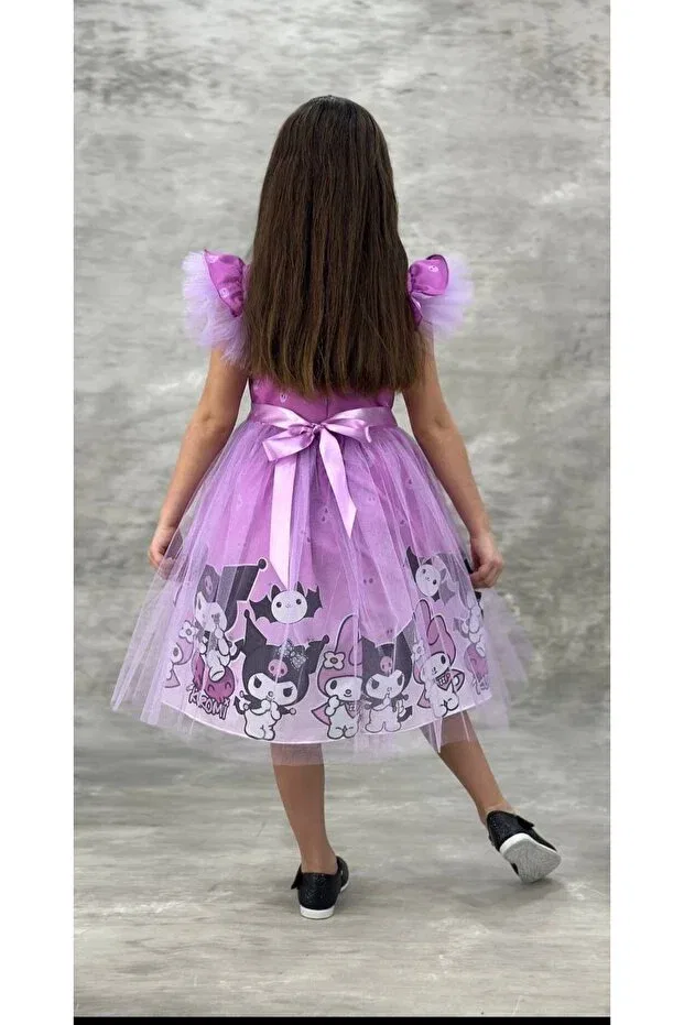 Детское платье для девочек с принтом Kuromi Güzin Fashion, Pink — фото 3