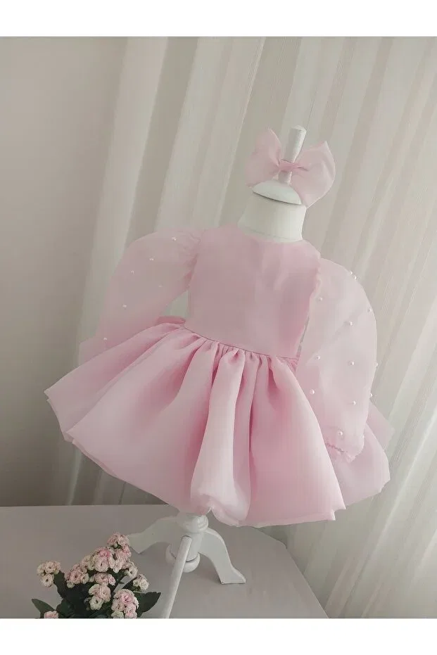 Детское платье для девочек с вышивкой Queen Tasarım, Pink — фото 3