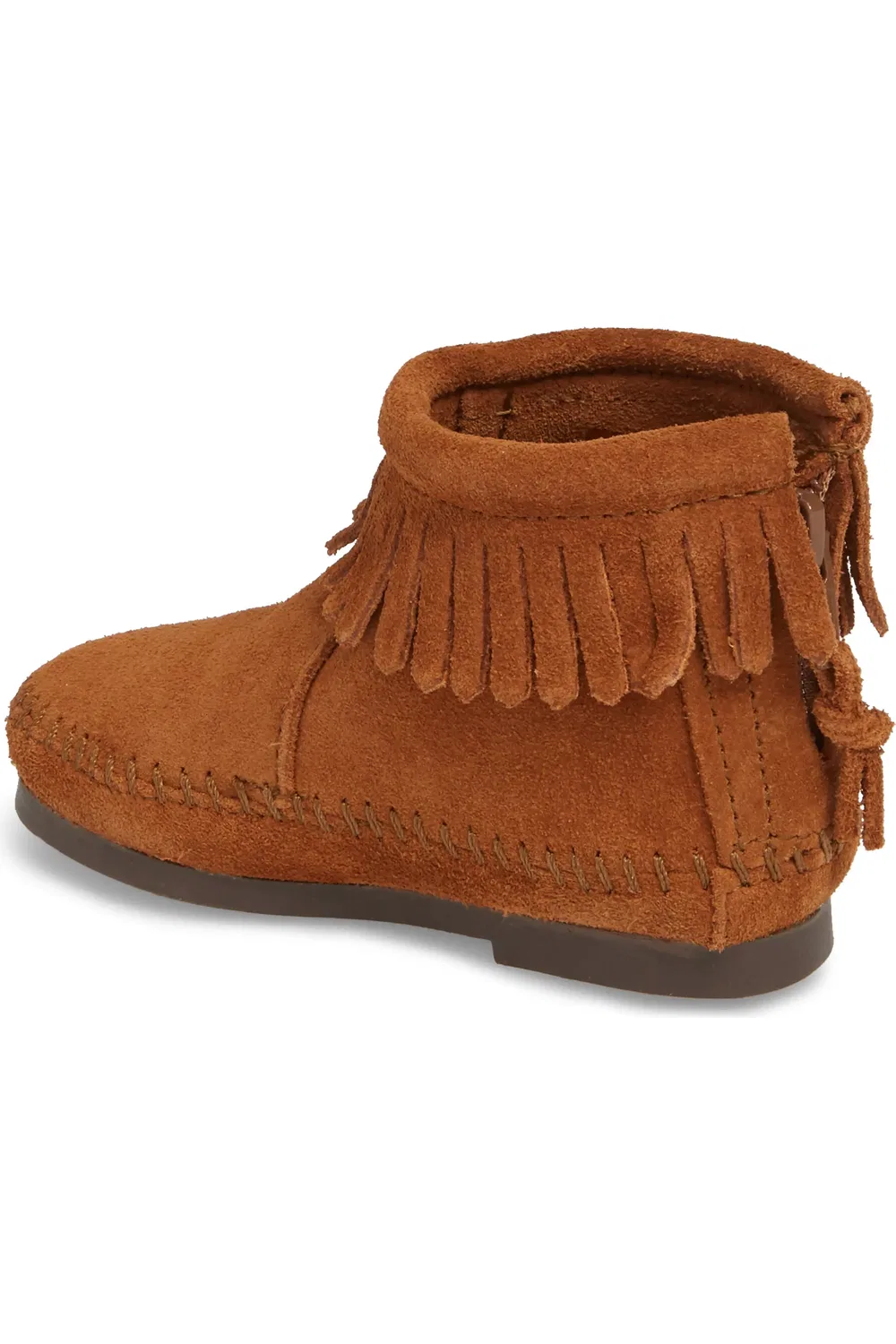 Детские ботинки с бахромой Back Zip Minnetonka, коричневый — фото 2