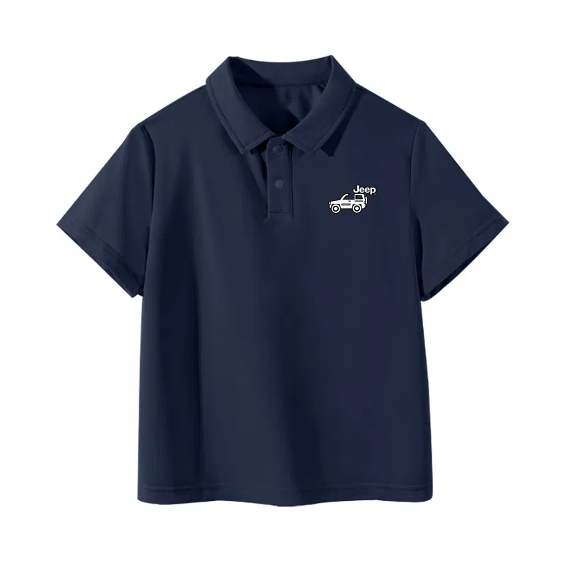 Детская футболка-поло с коротким рукавом, модель E Car Silhouette K, Jeep, Navy Blue/E Car Silhouette K