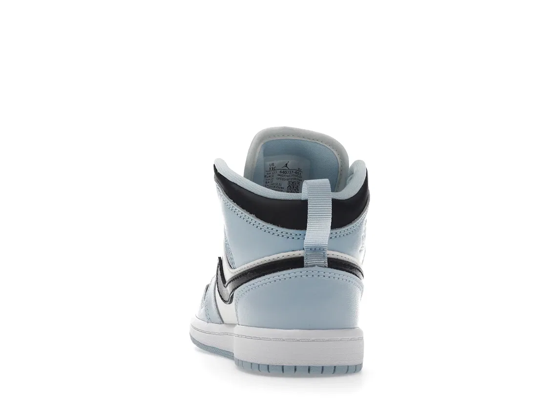 Детские кроссовки для дошкольников с амортизацией Air Jordan 1 Mid Jordan, Ice Blue/Black/Sail/White — фото 4