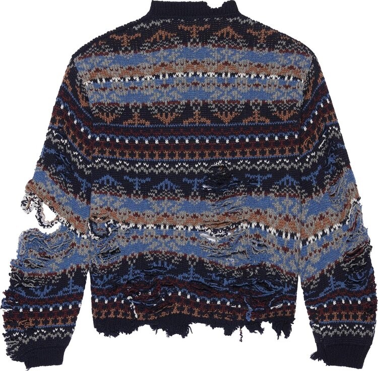 Свитер Balenciaga Ripped Sweater 'Navy/Multicolor', синий — фото 3