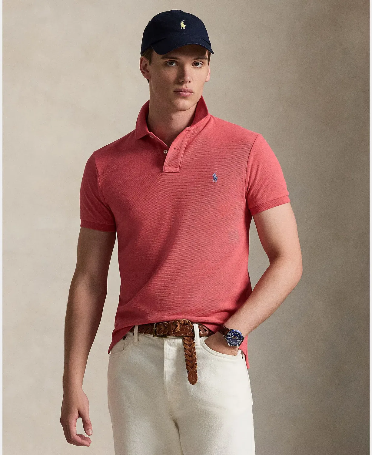 Мужское поло из пике с коротким рукавом Polo Ralph Lauren, Cereza