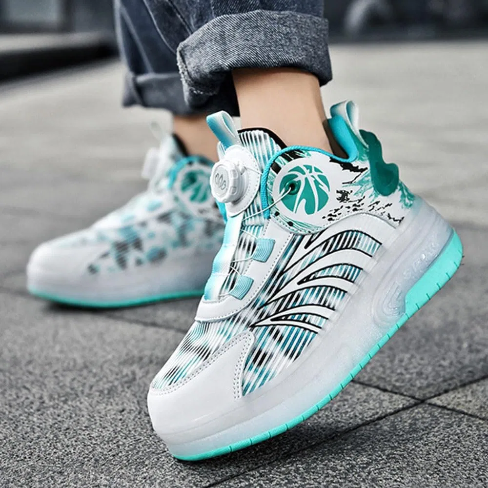 Детские роликовые кроссовки с выдвижными колесами ZYANLING, Mint Green — фото 3