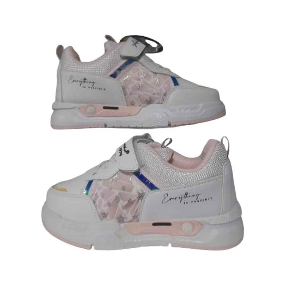 Детские кроссовки с плоской подошвой и шнуровкой, White Lilac Alessio