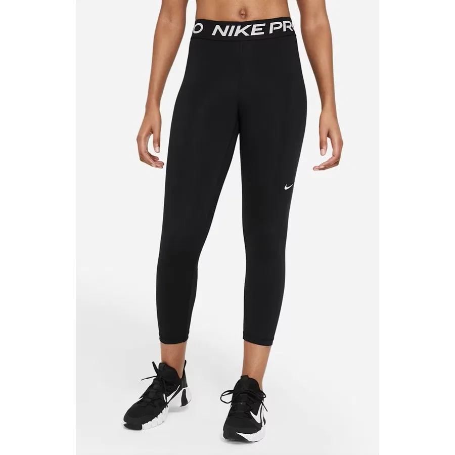 Женские леггинсы для тренировок с длинным рукавом Nike Pro 365 Mid-Rise Crop Training Legging, Черный