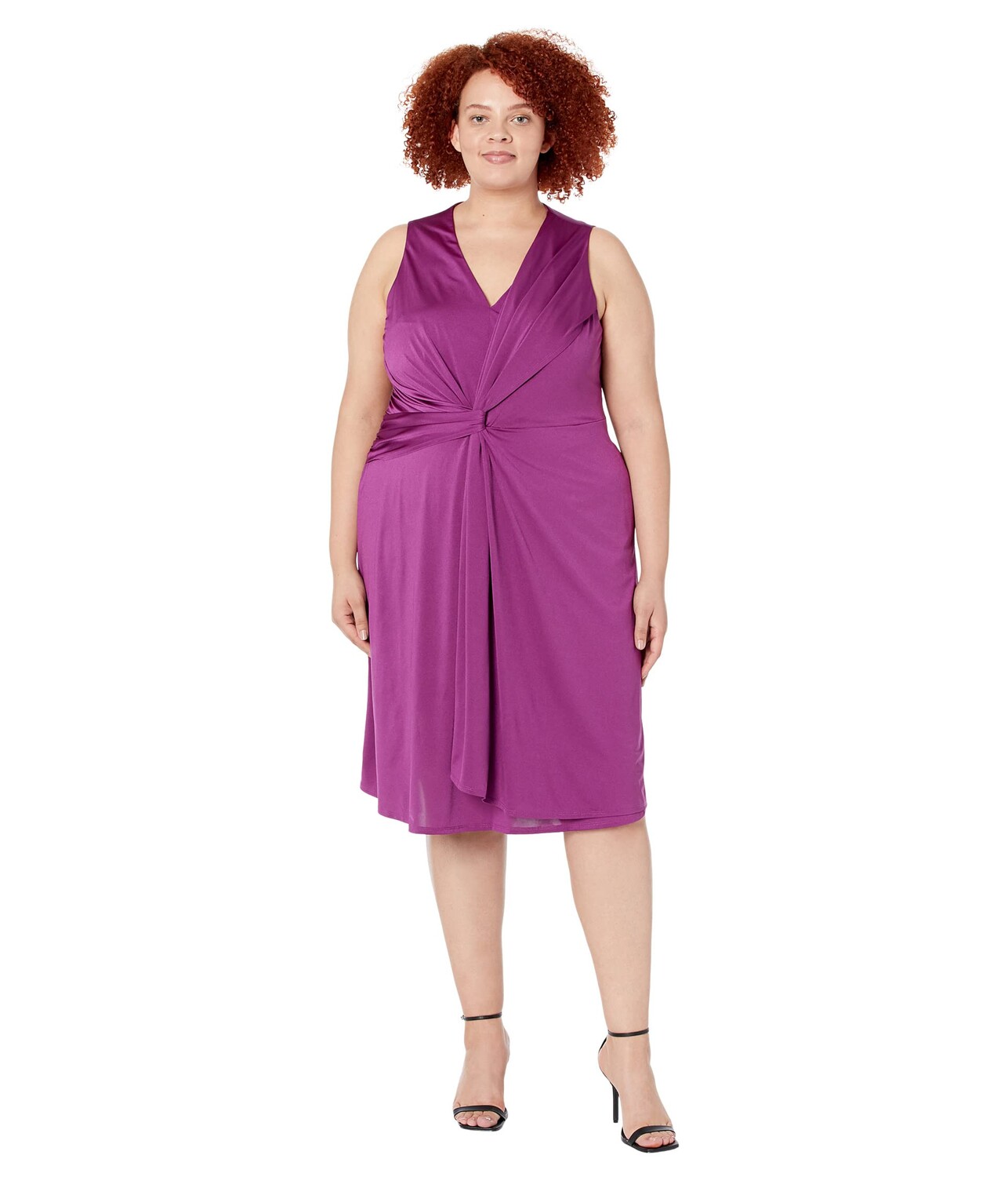 

Платье London Times, Plus Size V-Neck Sleeveless Draped Midi Dress