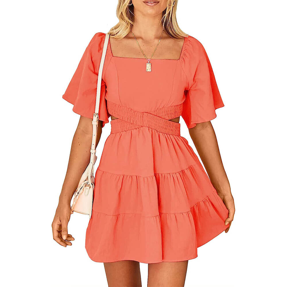 

Платье Shy Velvet Square Neck Short Sleeves, оранжевый